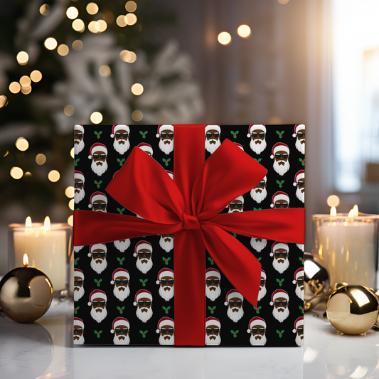 Black Santa Claus Gift Wrap